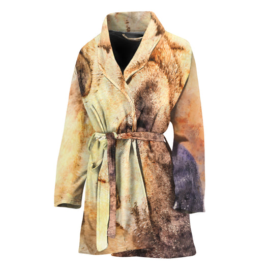 Shar Pei Portrait Print Women's Bathrobe