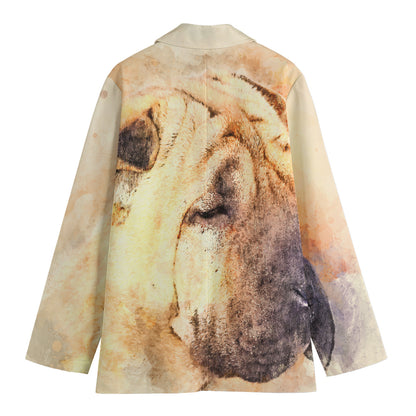 Shar Pei Portrait Print Women's Blazer
