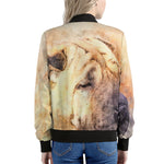 Shar Pei Portrait Print Women's Bomber Jacket