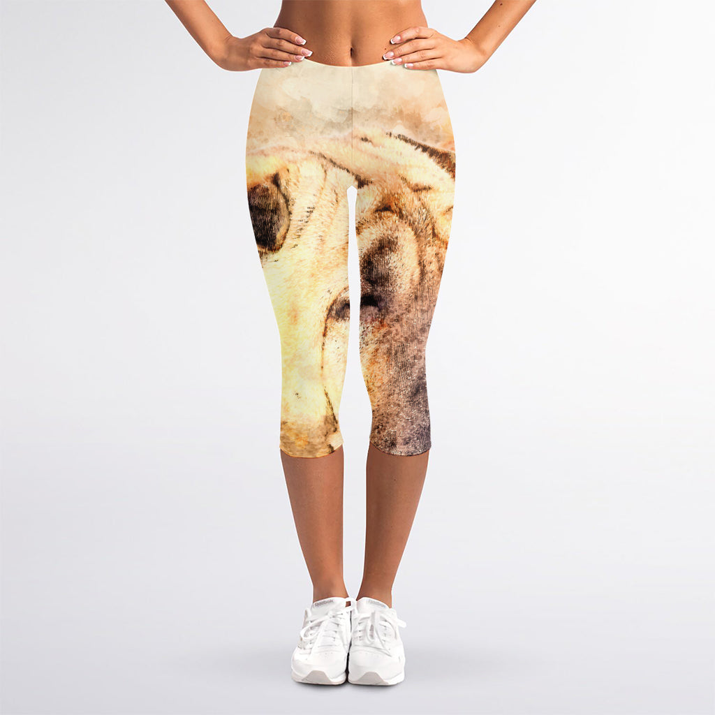 Shar Pei Portrait Print Women's Capri Leggings