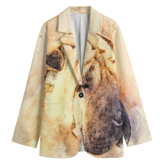 Shar Pei Portrait Print Women's Cotton Blazer