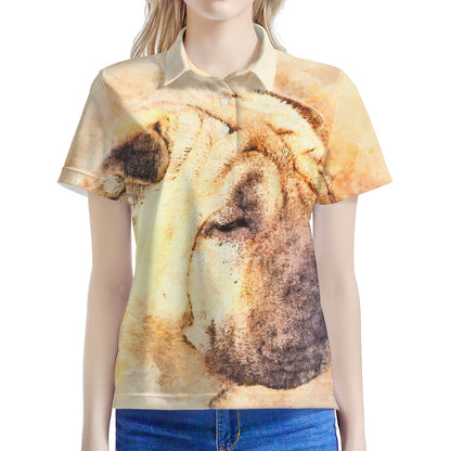 Shar Pei Portrait Print Women's Polo Shirt