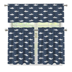 Shark Fish Pattern Print 3 Piece Kitchen Curtains