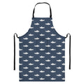 Shark Fish Pattern Print Bib Apron With Pocket