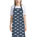 Shark Fish Pattern Print Bib Apron With Pocket