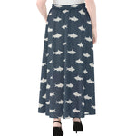 Shark Fish Pattern Print Chiffon Maxi Skirt