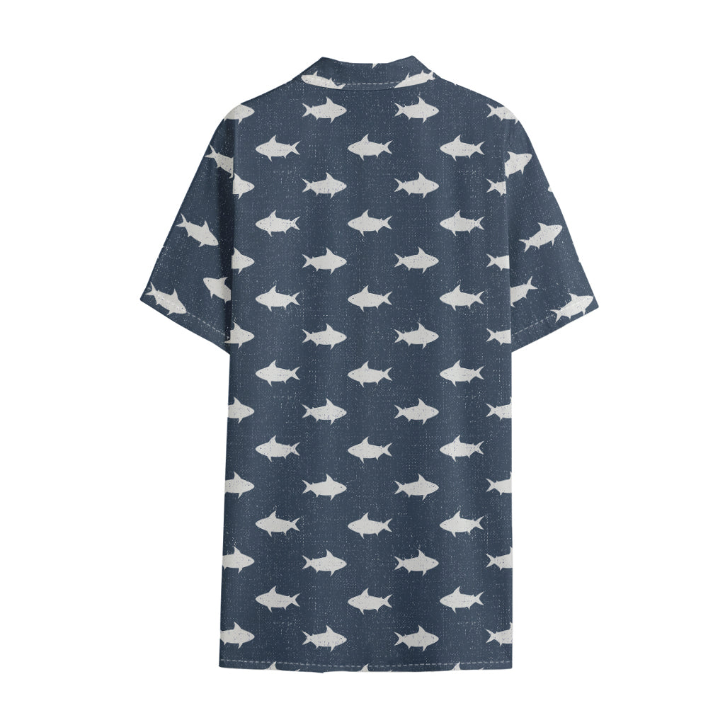 Shark Fish Pattern Print Cotton Hawaiian Shirt