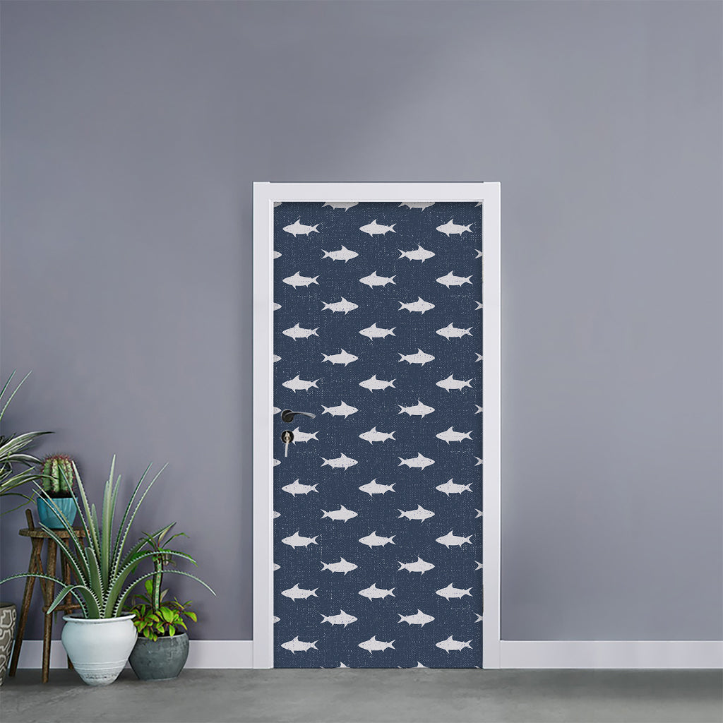 Shark Fish Pattern Print Door Sticker