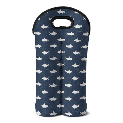 Shark Fish Pattern Print Double Neoprene Wine Tote