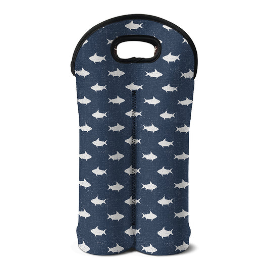 Shark Fish Pattern Print Double Neoprene Wine Tote