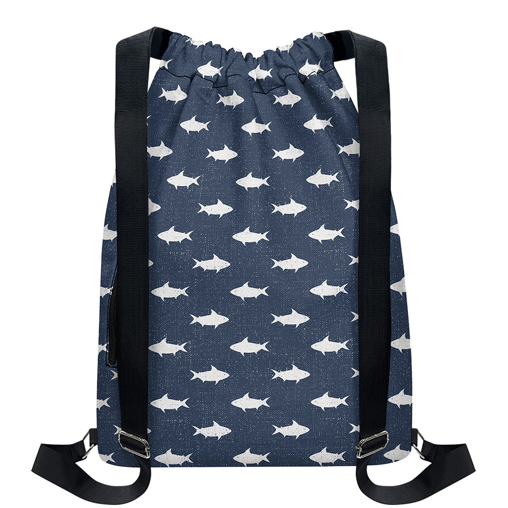 Shark Fish Pattern Print Drawstring Backpack