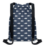 Shark Fish Pattern Print Drawstring Backpack