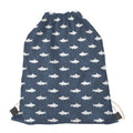 Shark Fish Pattern Print Drawstring Bag