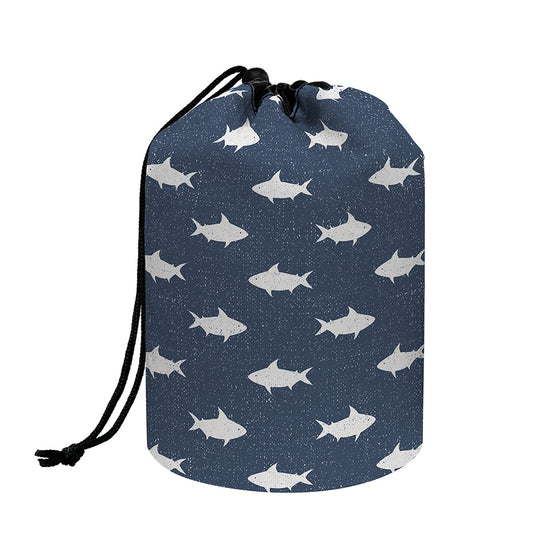 Shark Fish Pattern Print Drawstring Makeup Bag