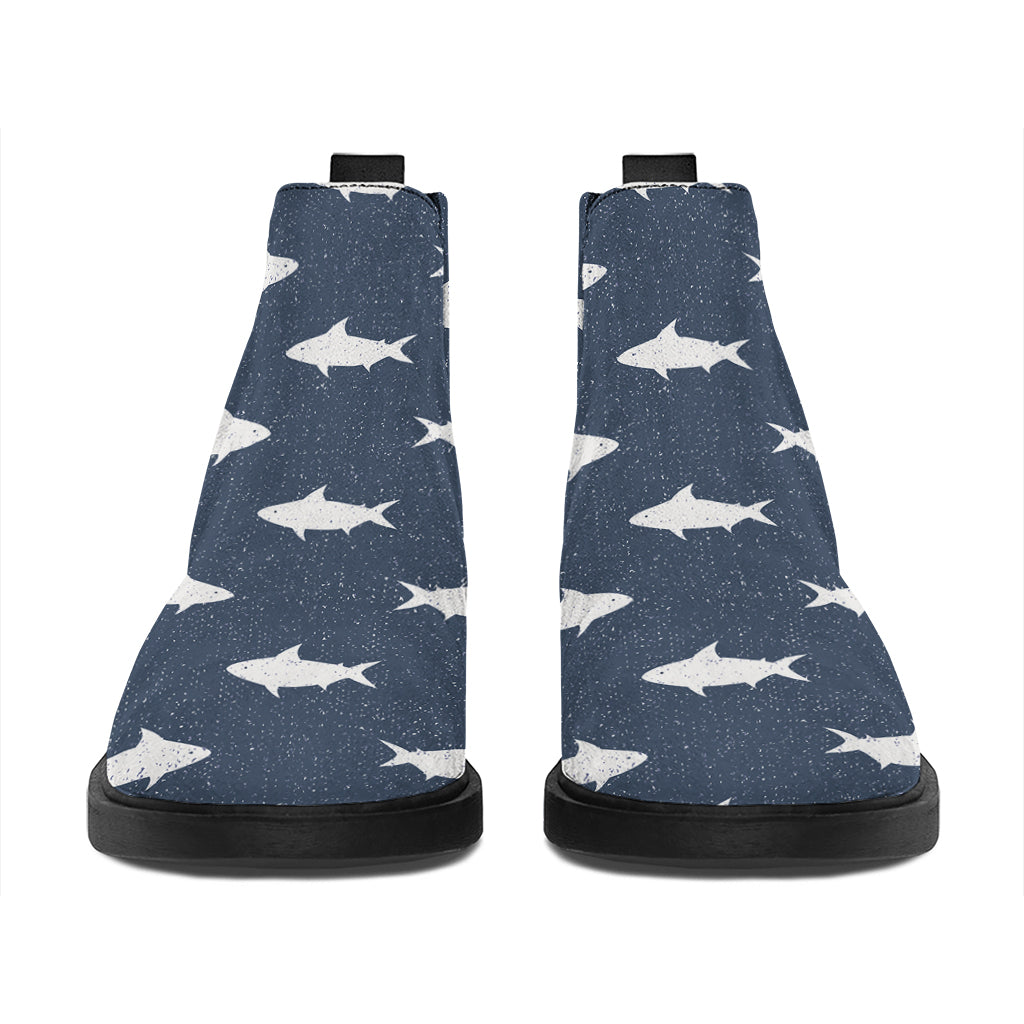 Shark Fish Pattern Print Flat Ankle Boots