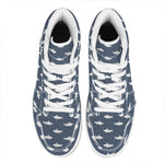 Shark Fish Pattern Print High Top Leather Sneakers