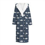 Shark Fish Pattern Print Hooded Bathrobe