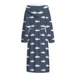 Shark Fish Pattern Print Hooded Bathrobe