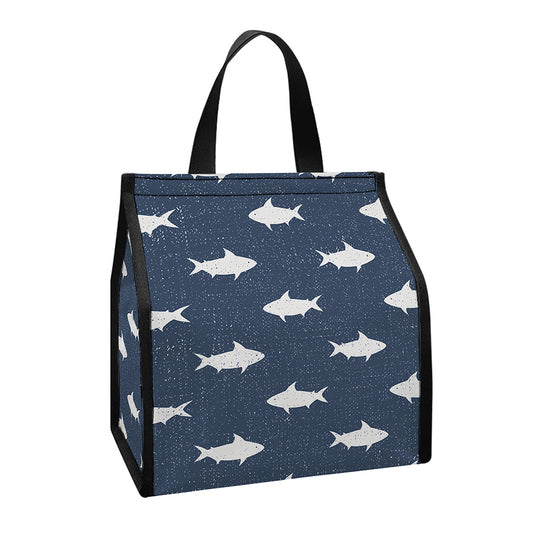 Shark Fish Pattern Print Insulated Lunch Tote