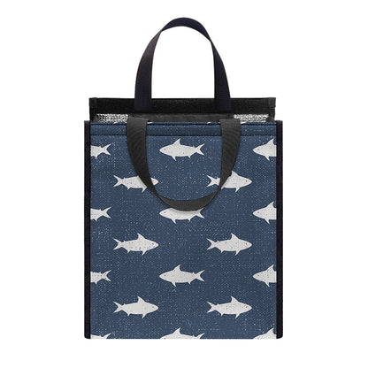 Shark Fish Pattern Print Insulated Lunch Tote
