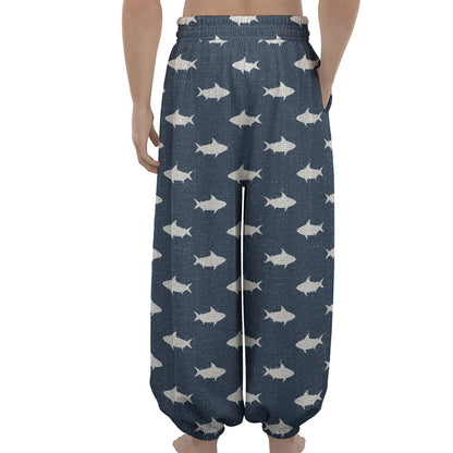 Shark Fish Pattern Print Lantern Pants