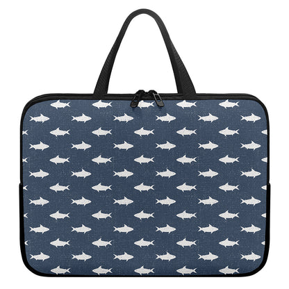 Shark Fish Pattern Print Laptop Sleeve With Handle