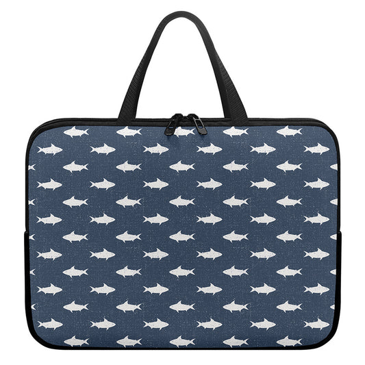 Shark Fish Pattern Print Laptop Sleeve With Handle