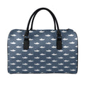 Shark Fish Pattern Print Leather Duffel Bag