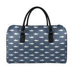 Shark Fish Pattern Print Leather Duffle Bag
