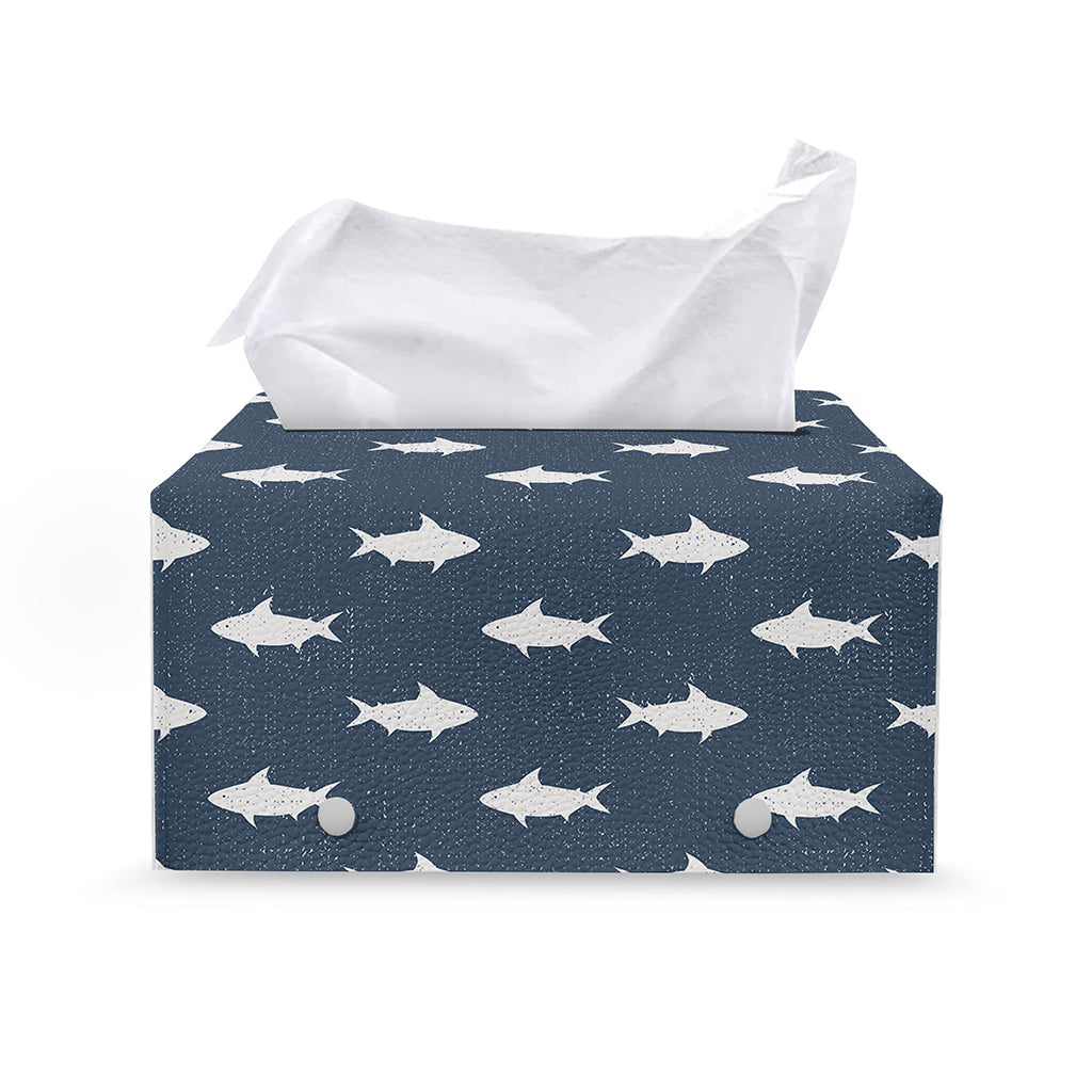 Shark Fish Pattern Print Leather Tissue Box Cover
