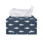 Shark Fish Pattern Print Leather Tissue Box Cover