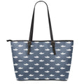 Shark Fish Pattern Print Leather Tote Bag With Zipper