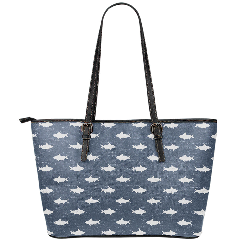 Shark Fish Pattern Print Leather Tote Bag