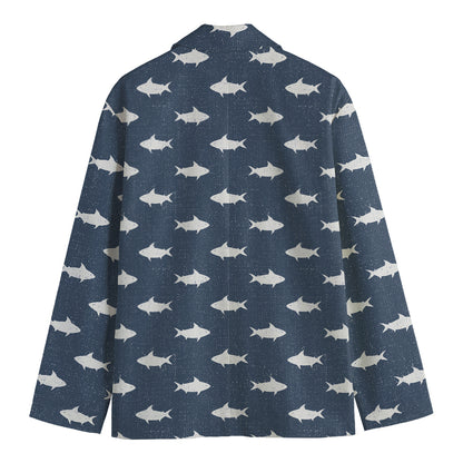 Shark Fish Pattern Print Men's Blazer