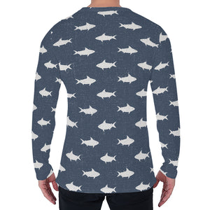 Shark Fish Pattern Print Men's Long Sleeve T-Shirt