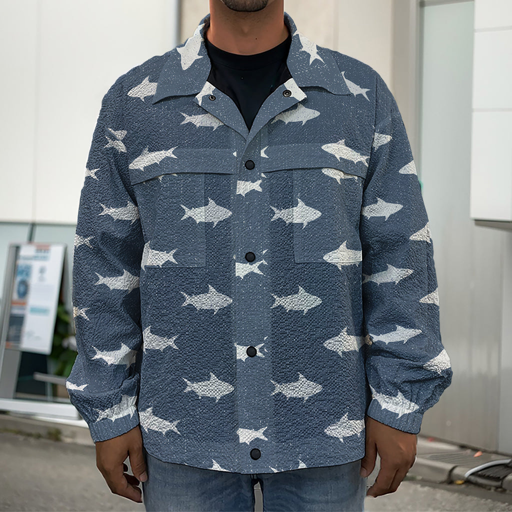 Shark Fish Pattern Print Men's Shirt Jacket