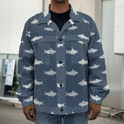 Shark Fish Pattern Print Men's Shirt Jacket