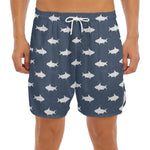 Shark Fish Pattern Print Men's Split Running Shorts