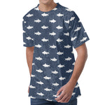 Shark Fish Pattern Print Men's Velvet T-Shirt