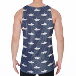 Shark Fish Pattern Print Men's Velvet Tank Top