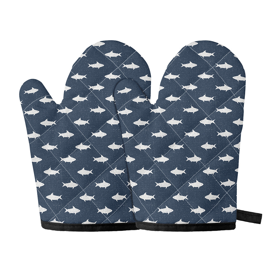 Shark Fish Pattern Print Oven Mitts