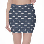 Shark Fish Pattern Print Pencil Mini Skirt