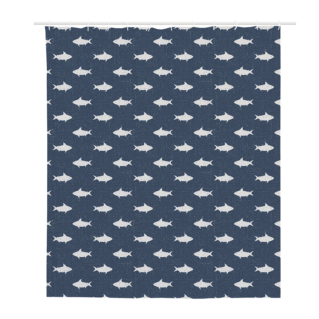 Shark Fish Pattern Print Polyester Shower Curtain