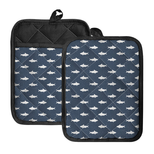 Shark Fish Pattern Print Pot Holders With Pocket