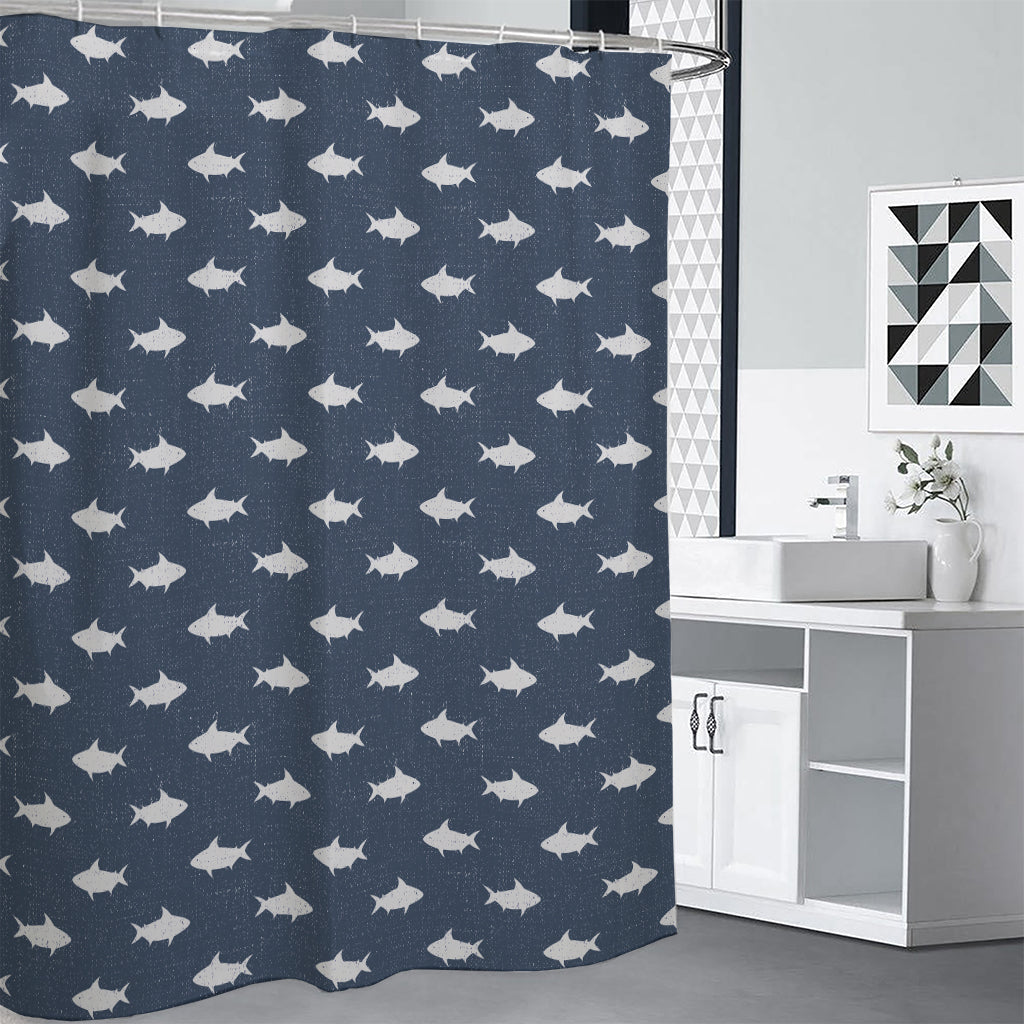 Shark Fish Pattern Print Premium Shower Curtain