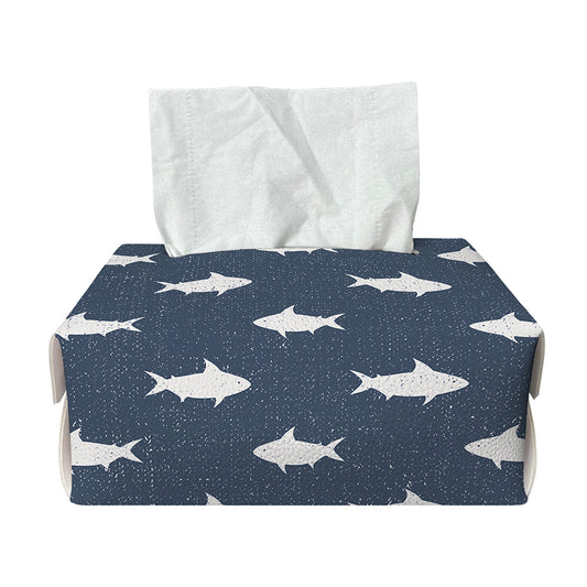Shark Fish Pattern Print Rectangle Tissue Box Cover