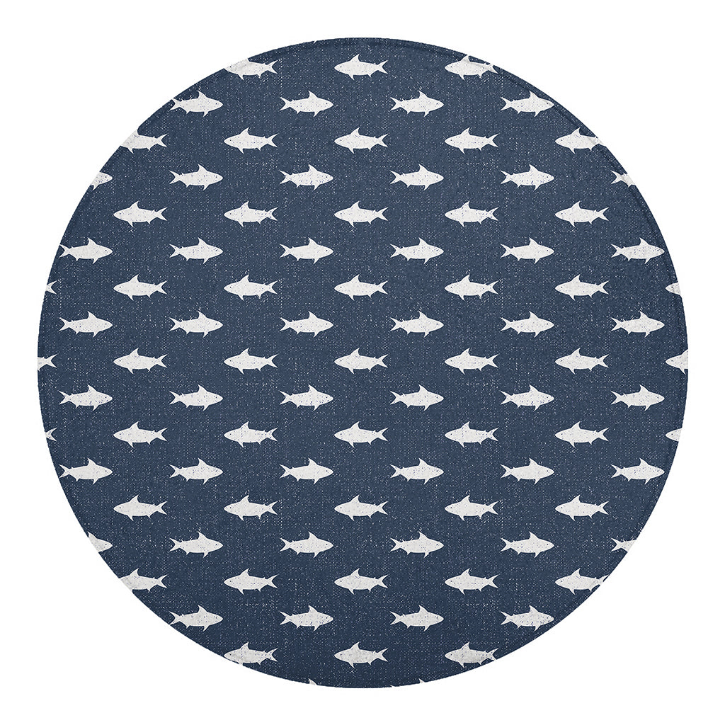 Shark Fish Pattern Print Round Blanket
