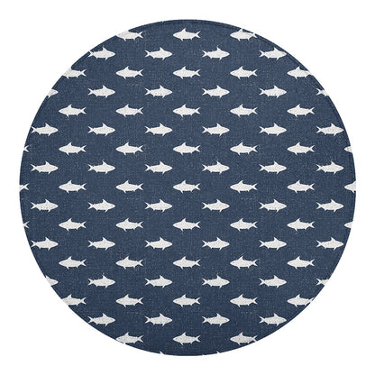 Shark Fish Pattern Print Round Blanket