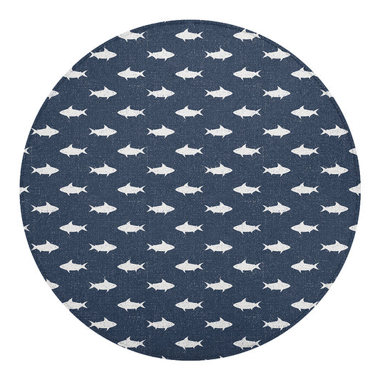 Shark Fish Pattern Print Round Blanket