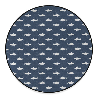 Shark Fish Pattern Print Round Floor Mat